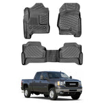 Resmi Galeri görüntüleyicisine yükleyin, GMC Sierra 2500-3500 Crew Cab 3D Paspas - Siyah, Otomatik Vites, Halı Zemin | 2010-2018 Arası