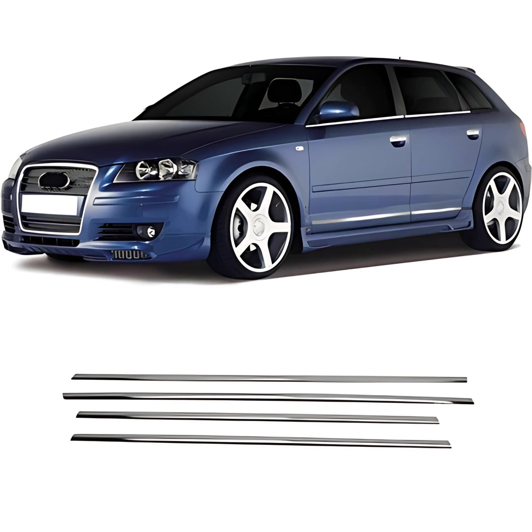 Audi A3 Cam Çıtası Alt - Krom (4 Parça) | 2004-2012 Arası, HB