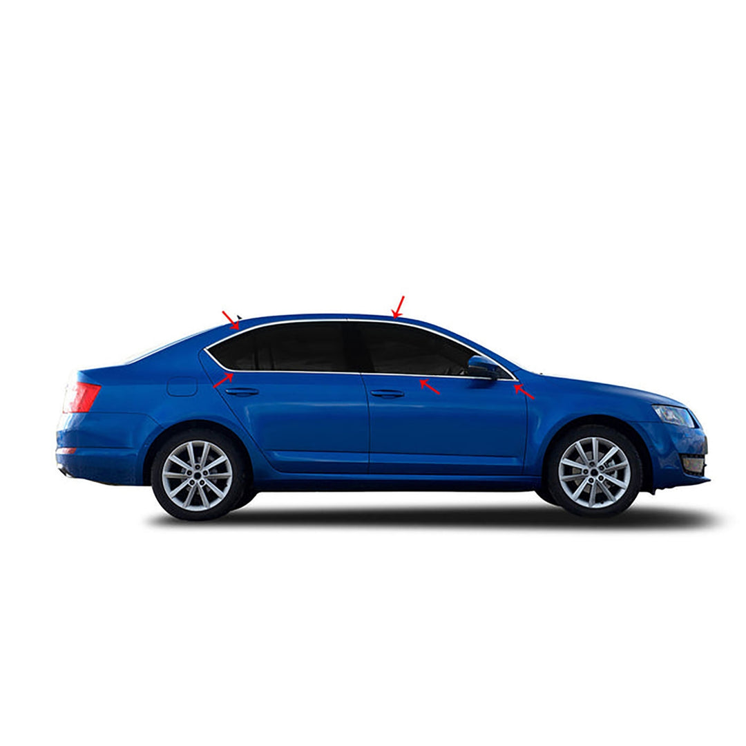 Skoda Octavia (A7) Cam Çerçevesi - Krom (10 Parça) | 2013-2019 Arası, SD