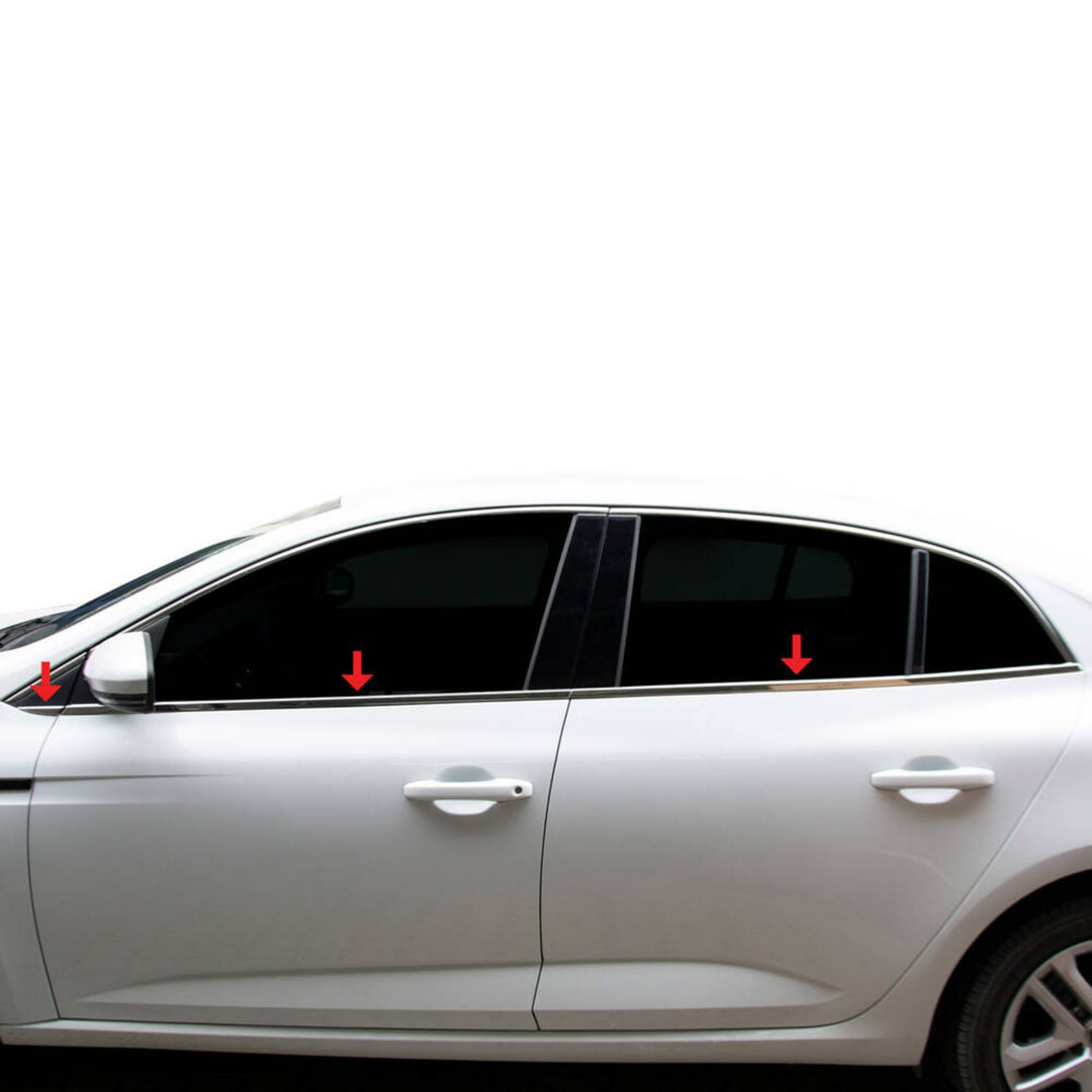 Renault Megane 4 Cam Çıtası Alt - Krom (6 Parça) | 2016 ve Sonrası, HB