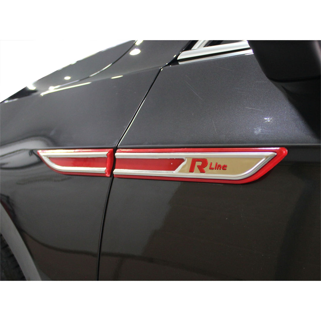 VW Passat B8 Çamurluk Çıtası - Krom+Plastik, Kırmızı, R-Line (4 Parça) | 2015 ve Sonrası, SD