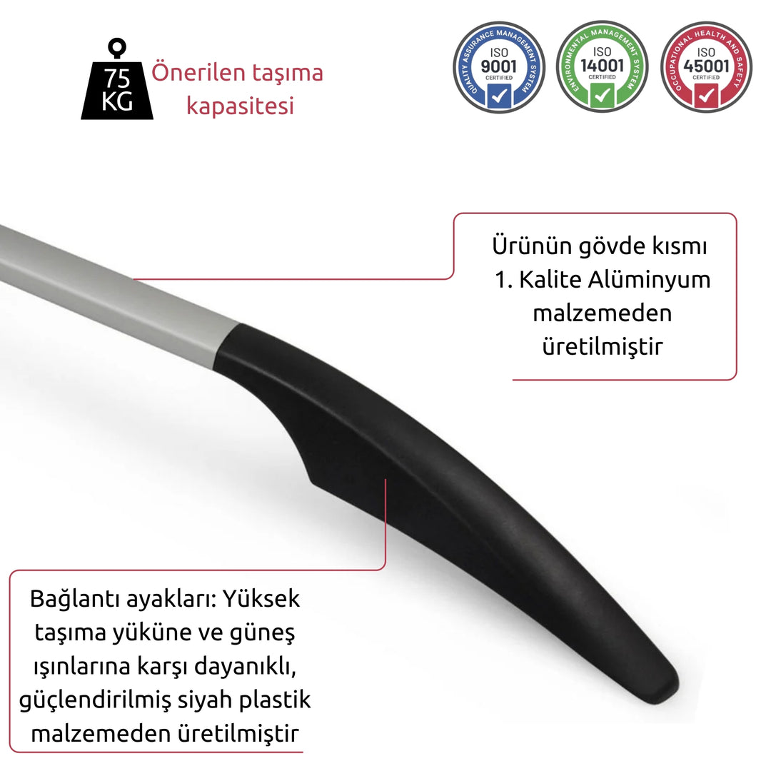 Opel Combo D Tavan Çıtası - Gri, Uzun Şase, Solid | 2010-2018 Arası