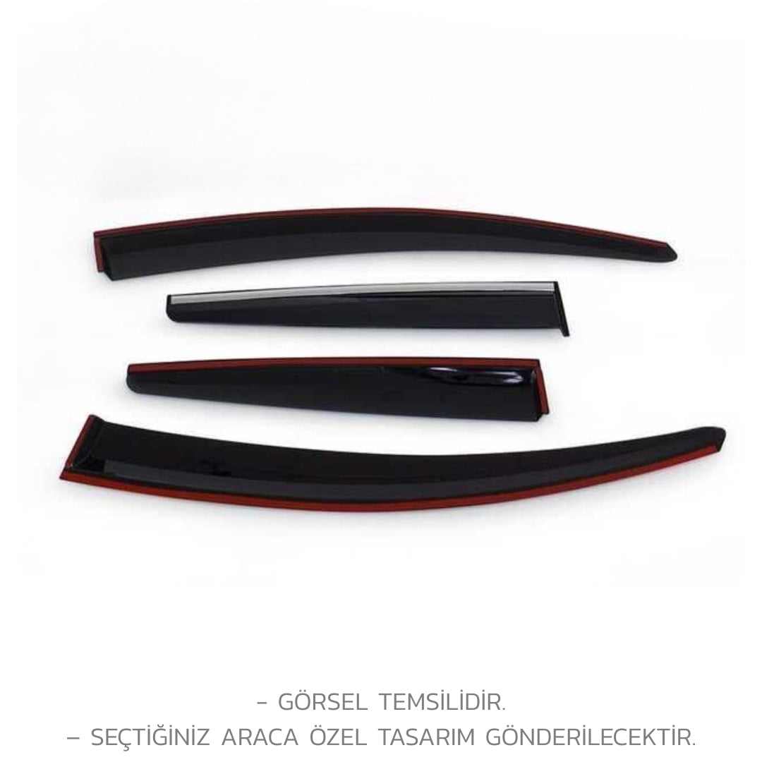 Citroen C-Elysee Cam Rüzgarlığı - Kromlu Plus (4 Parça) | 2012-2021 Arası, SD
