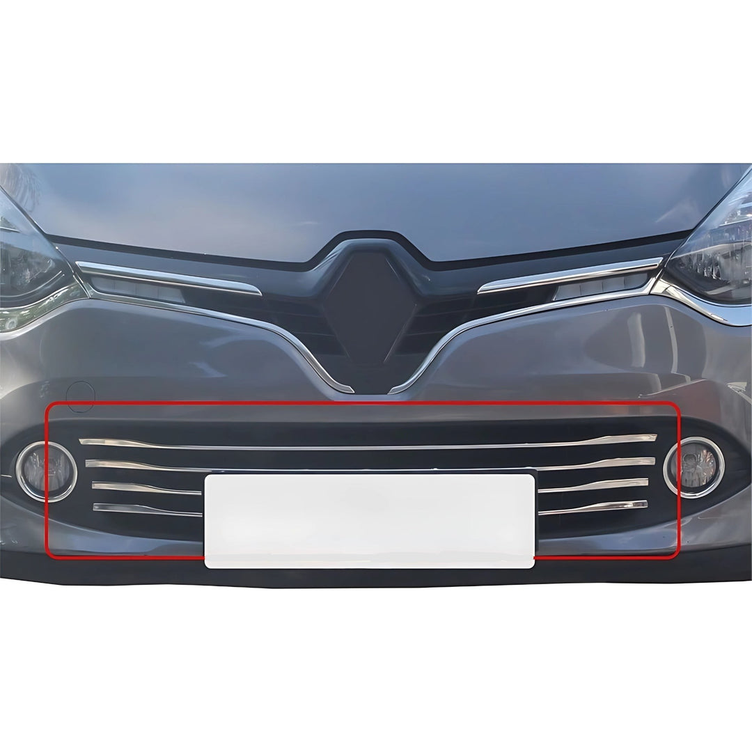 Renault Clio Ön Tampon Alt Çıta - Krom (6 Parça) | 2012-2019 Arası, HB/SW