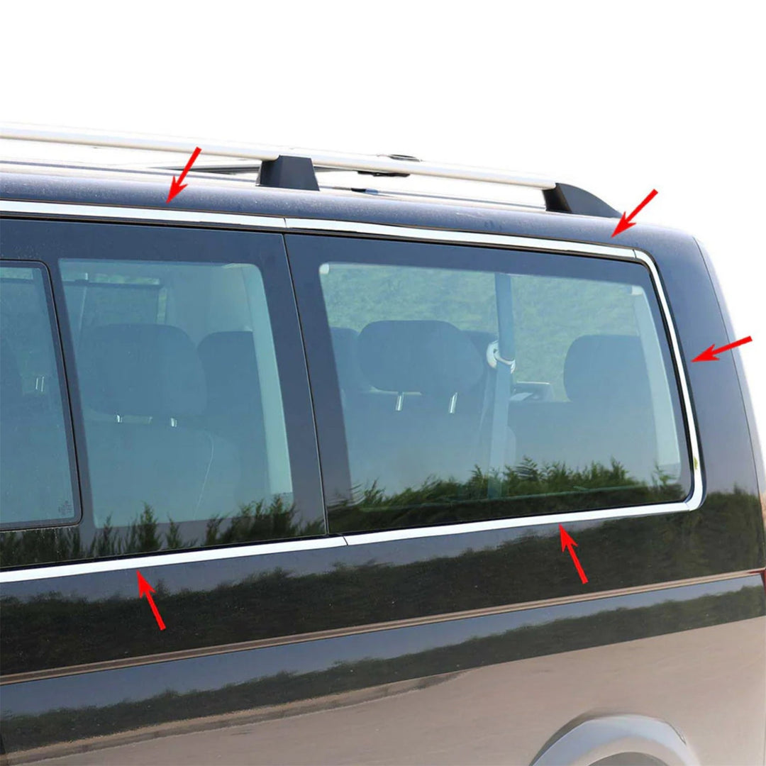 VW Multivan T5 Cam Çerçevesi - Krom, Tek Sürgü, ing Versiyon, Kısa Şase (14 Parça) | 2010-2023 Arası