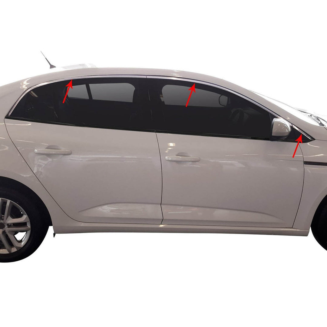Renault Megane 4 Cam Çıtası Üst - Krom (6 Parça) | 2016 ve Sonrası, SD