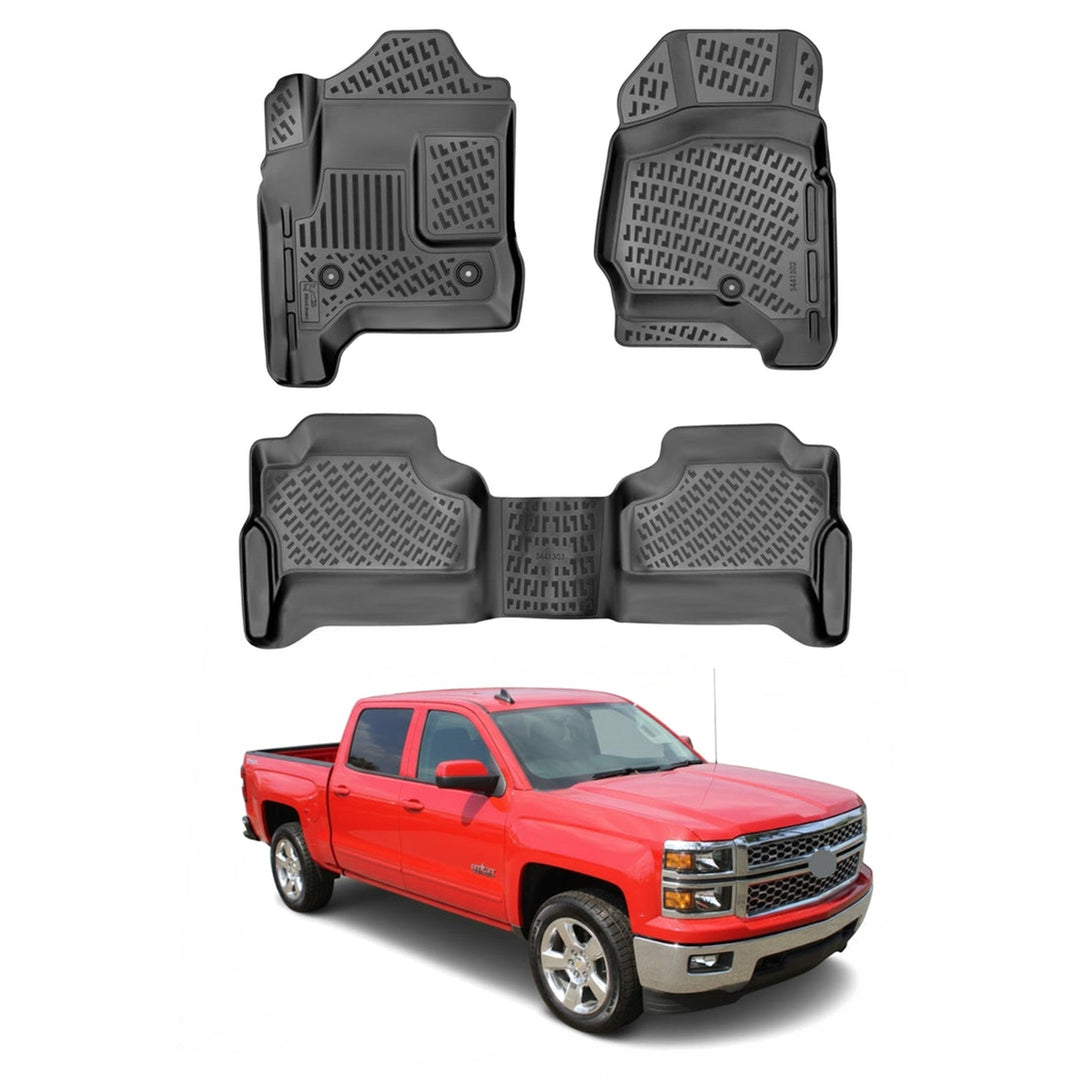 Chevrolet Silverado 1500 Crew Cab 3D Paspas - Siyah, Halı Zemin | 2014-2018 Arası
