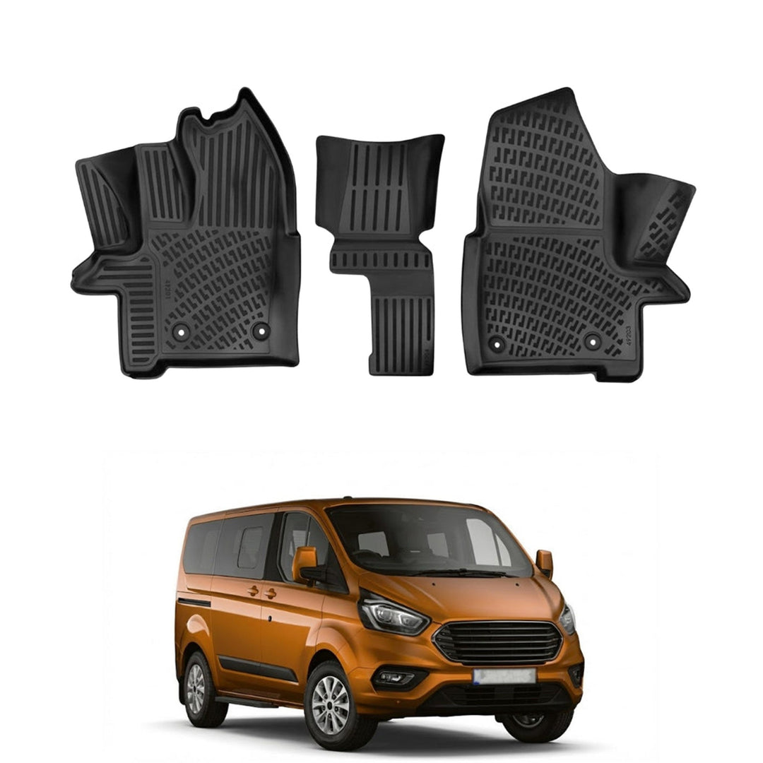 Ford Tourneo Custom 3D Paspas - Siyah, Ön 1+1 (3 Parça) | 2018-2023 Arası