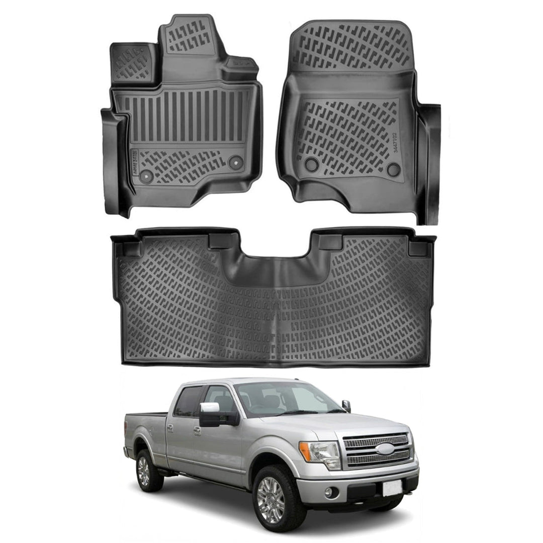 Ford F-150 SuperCrew 3D Paspas - Siyah, Halı Zemin/Isıtma Kanalsız, USA Versiyon | 2009-2014 Arası