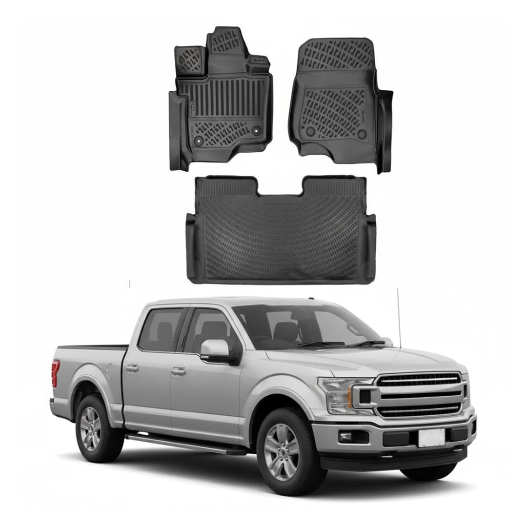 Ford F-150 3D Paspas - Siyah, Halı Zemin/Konsollu, USA Versiyon | 2015 ve Sonrası