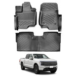 Resmi Galeri görüntüleyicisine yükleyin, Ford F-150 Lightning 3D Paspas - Siyah, Halı Zemin/Arka Katlanır Saklama Alan | 2022 ve Sonrası