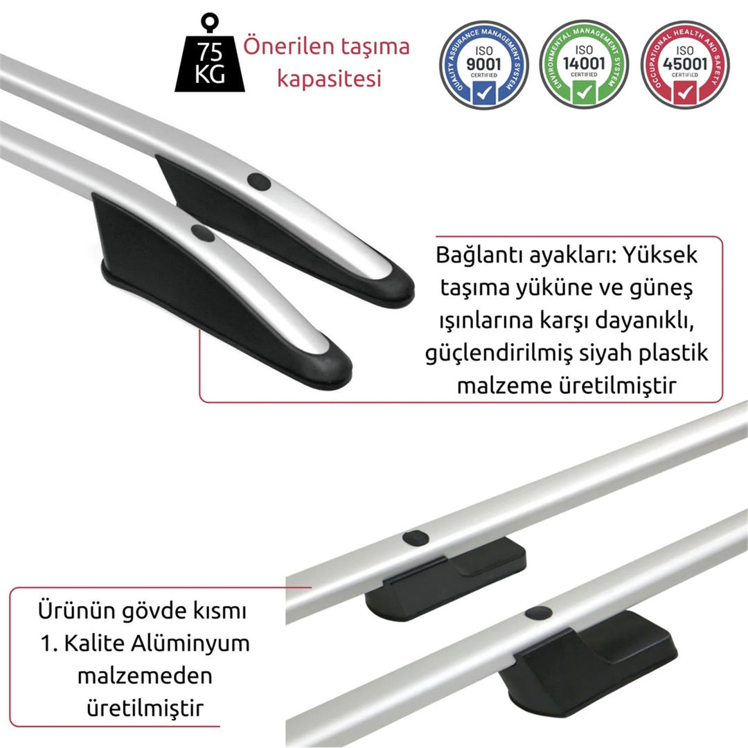 Peugeot Partner Tavan Çıtası - Gri, Kısa Şase, Sport | 1996-2008 Arası