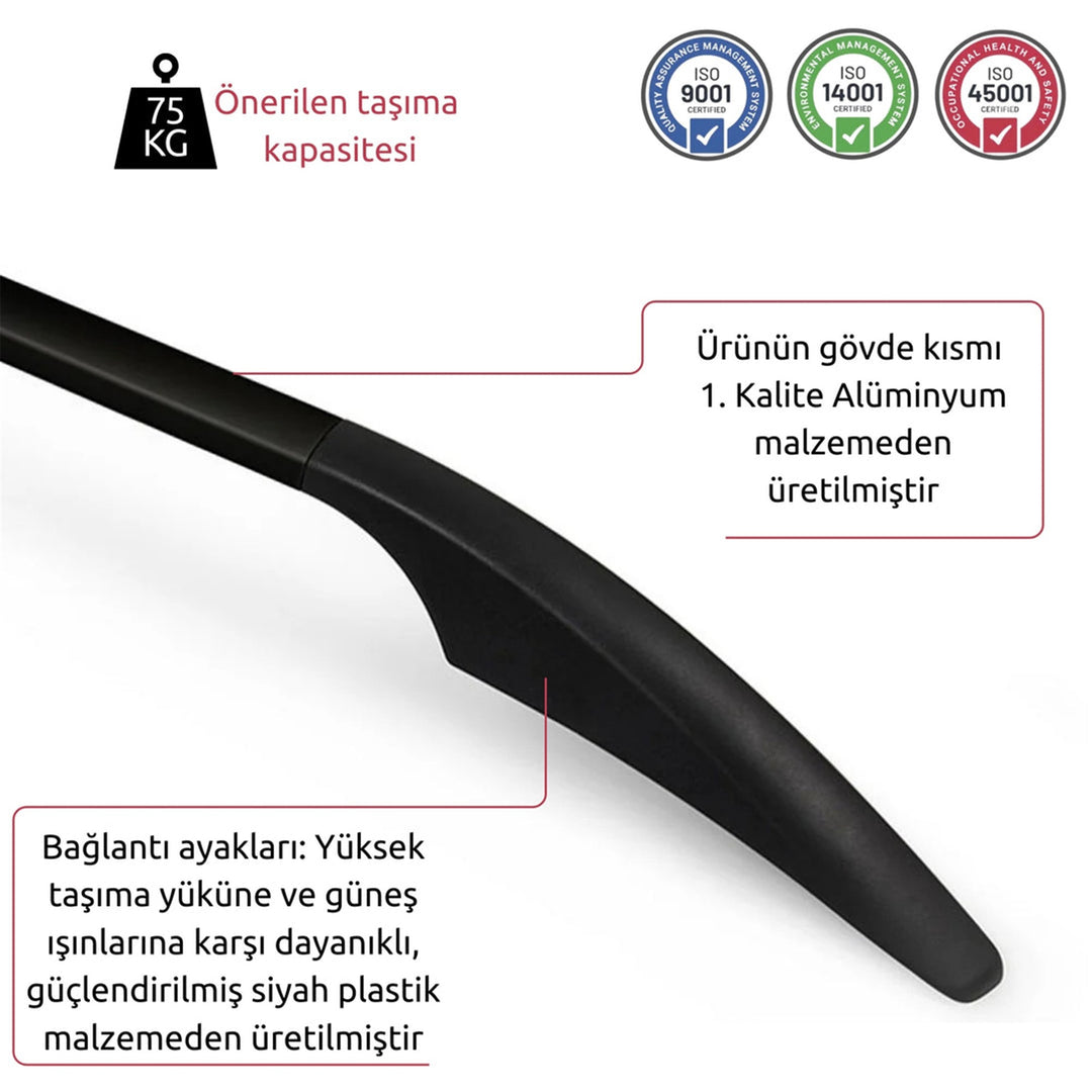 Renault Kangoo Tavan Çıtası - Siyah, Solid | 1997-2007 Arası