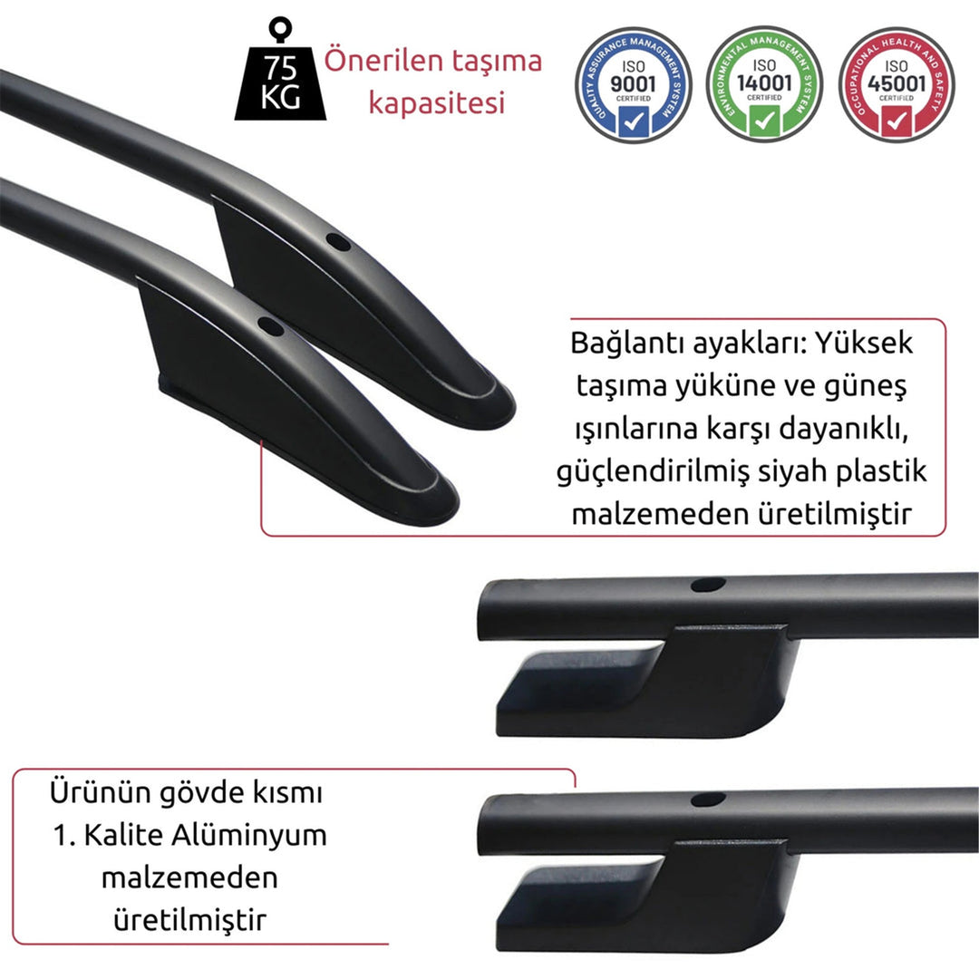 VW Transporter T6 Tavan Çıtası - Siyah, Kısa Şase, Sport | 2015-2023 Arası