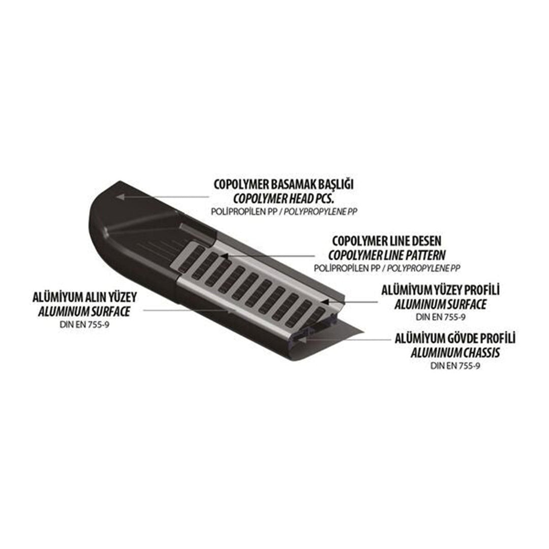 Audi Q3 Yan Basamak Seti - Piramitline | 2011 ve Sonrası