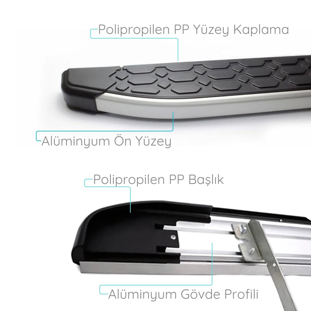 MERCEDES M Class W166 Yan Basamak Seti - Gri, Blackline | 2011-2019 Arası