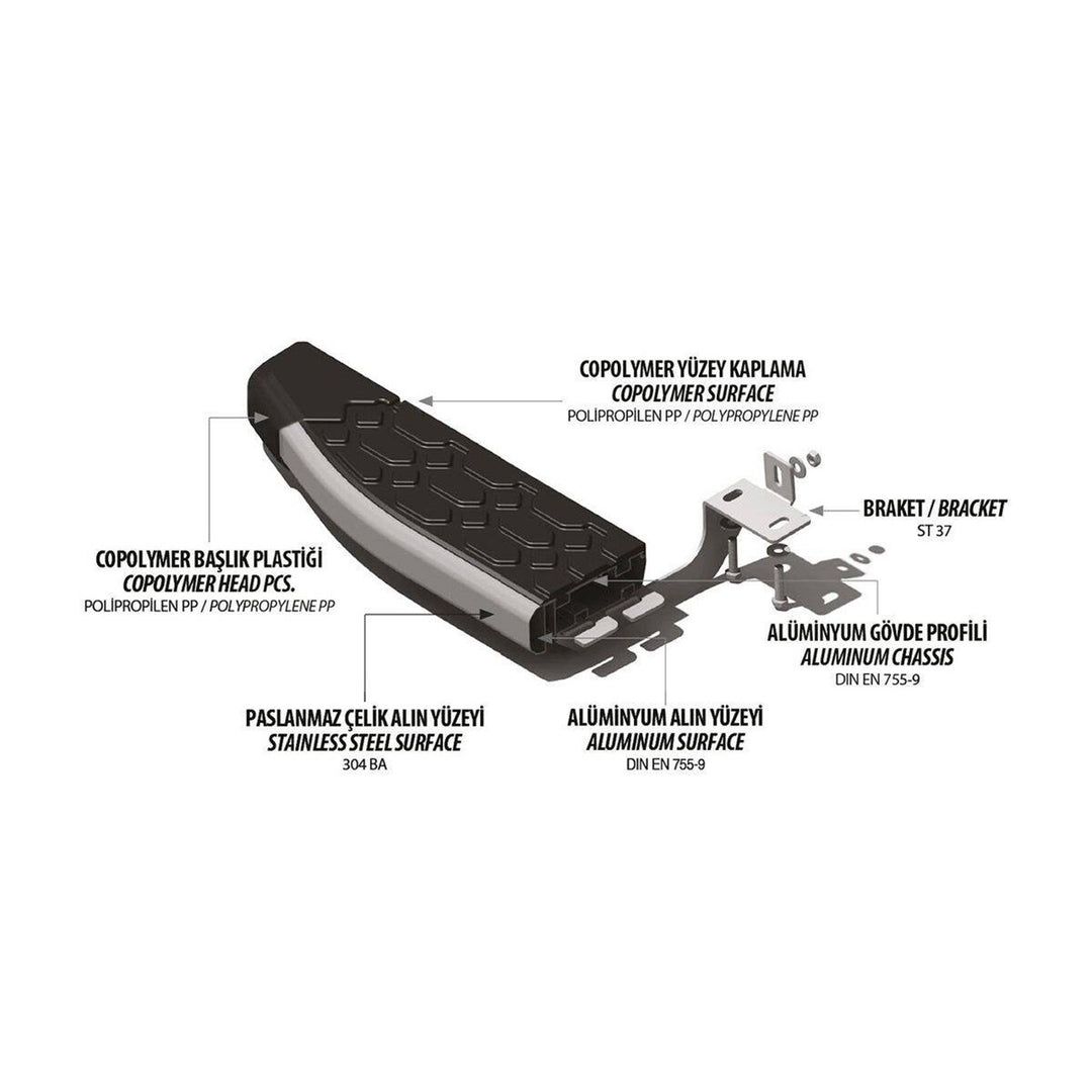 Renault Kadjar Yan Basamak Seti - Gri, Blackline | 2015 ve Sonrası