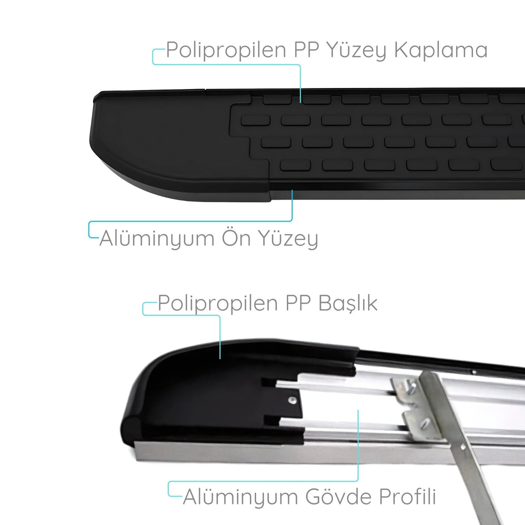 Fiat Fullback Yan Basamak Seti - Siyah, Nevada | 2016 ve Sonrası