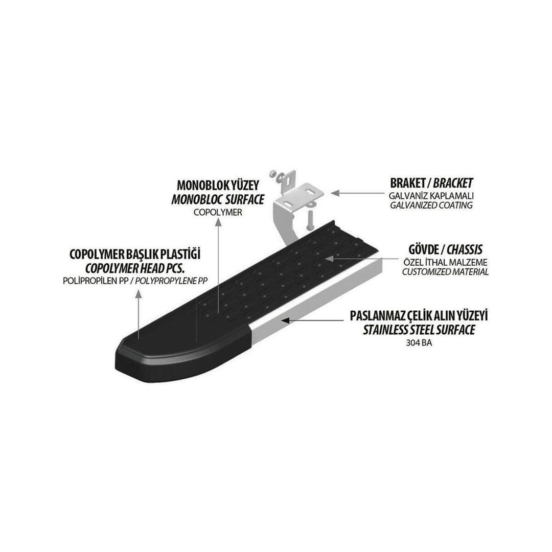 VW Amarok Yan Basamak Seti - Siyah, Nevada | 2010-2021 Arası