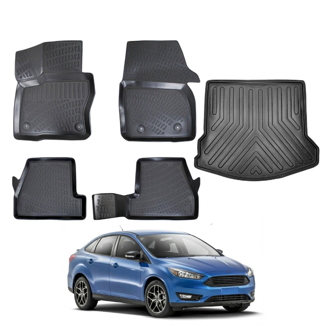 Ford Focus 3D Paspas  ve Bagaj Havuzu (İnce Stepneli, Kulaklı) | 2014-2018 Arası, SD