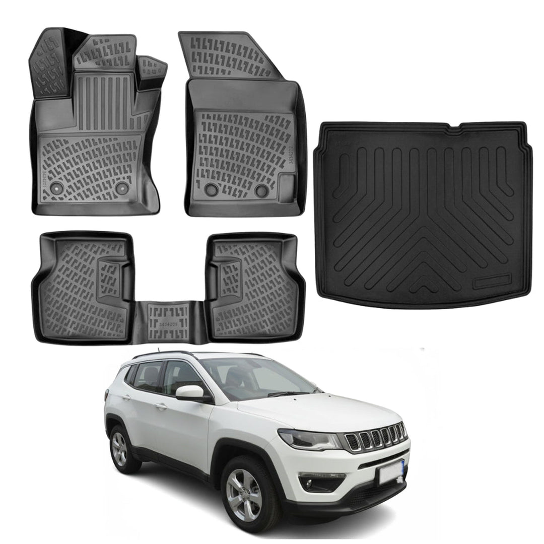 Jeep Compass 3D Paspas  ve Bagaj Havuzu (Alt Bagaj, Stepnesiz) | 2017 ve Sonrası