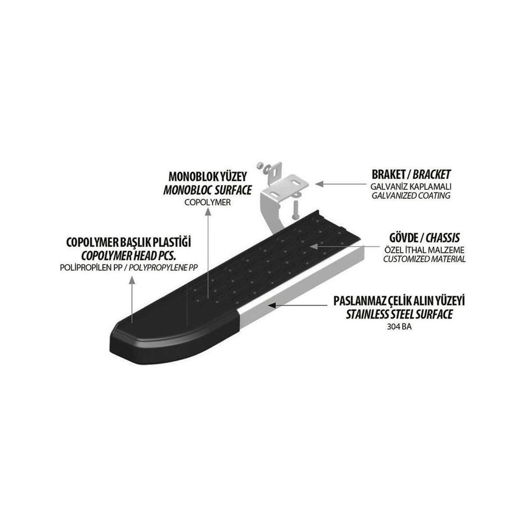 RENAULT Duster Yan Basamak Seti - Gri, LPG Hariç, Nevada | 2024 ve Sonrası