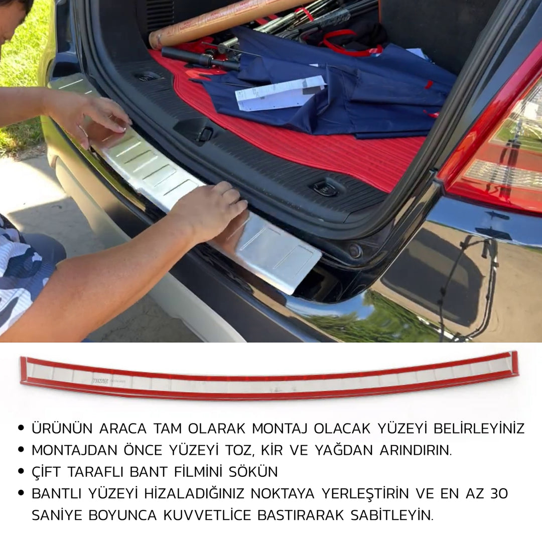 Renault Megane 4 Arka Tampon Eşiği - Krom Taşlı (2 Parça) | 2016 ve Sonrası, HB