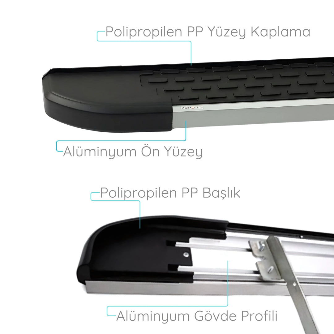 Opel Combo E Yan Basamak Seti - Gri, Nevada, Uzun Şase | 2019 ve Sonrası