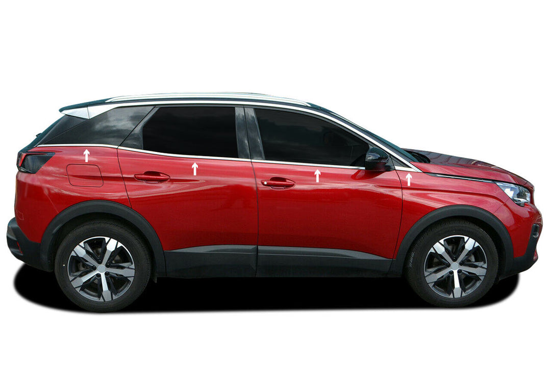 Peugeot 3008 Cam Çıtası Alt - Krom (8 Parça) | 2016-2024 Arası
