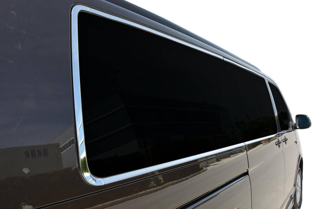 VW Caravelle T5 Cam Çerçevesi - Krom, Tek Sürgü, Uzun Şase (14 Parça) | 2010-2023 Arası
