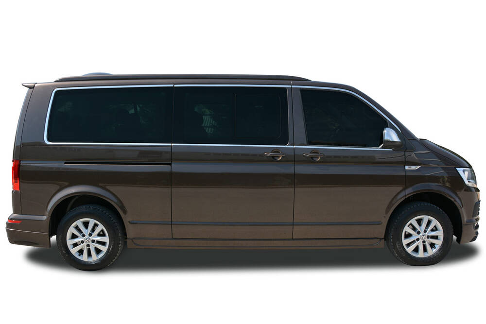 VW Transporter T5 Cam Çerçevesi - Krom, Tek Sürgü, Uzun Şase (14 Parça) | 2003-2023 Arası