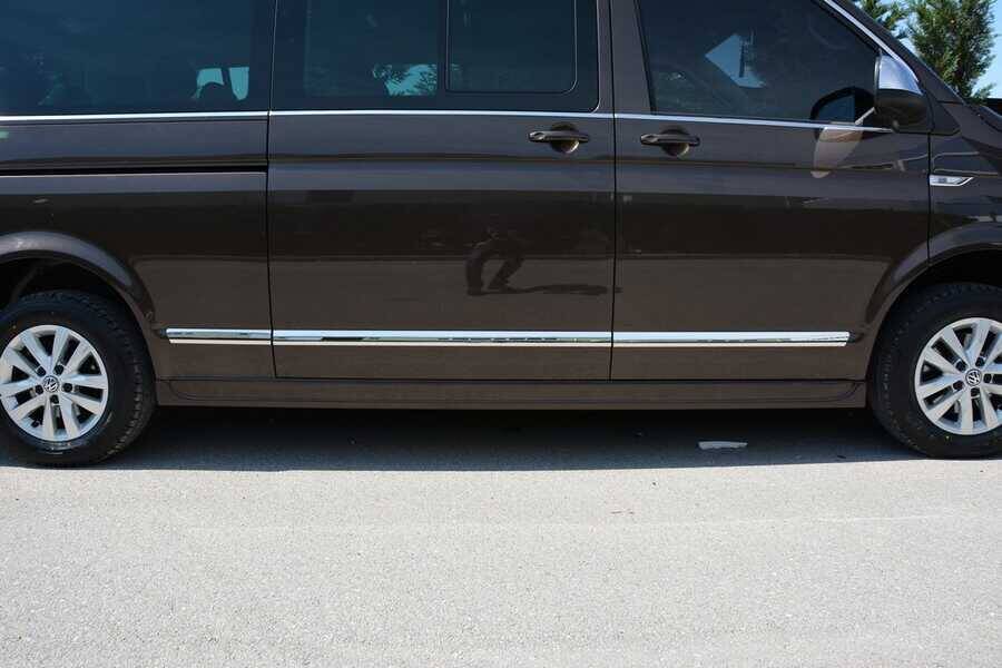 VW Multivan T5 Yan Kapı Çıtası - Krom, Tek Sürgülü, Uzun Şase (7 Parça) | 2010-2023 Arası