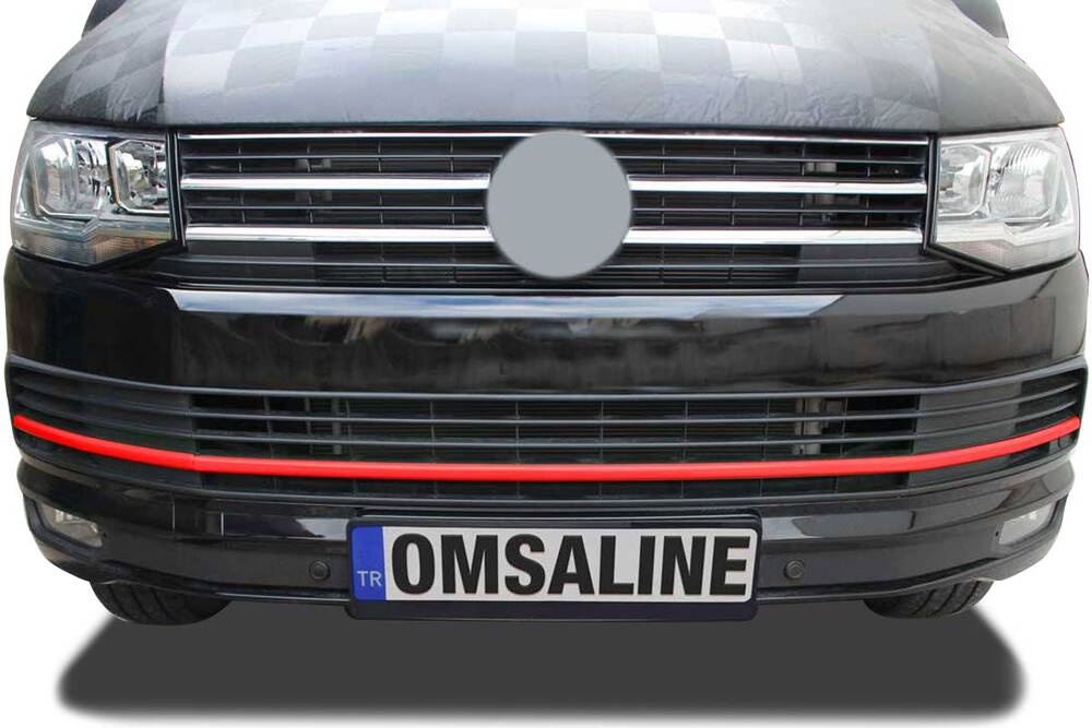 VW Caravelle T5 Ön Tampon Çıtası - Kırmızı, Comfortline & Highline (3 Parça) | 2015-2019 Arası