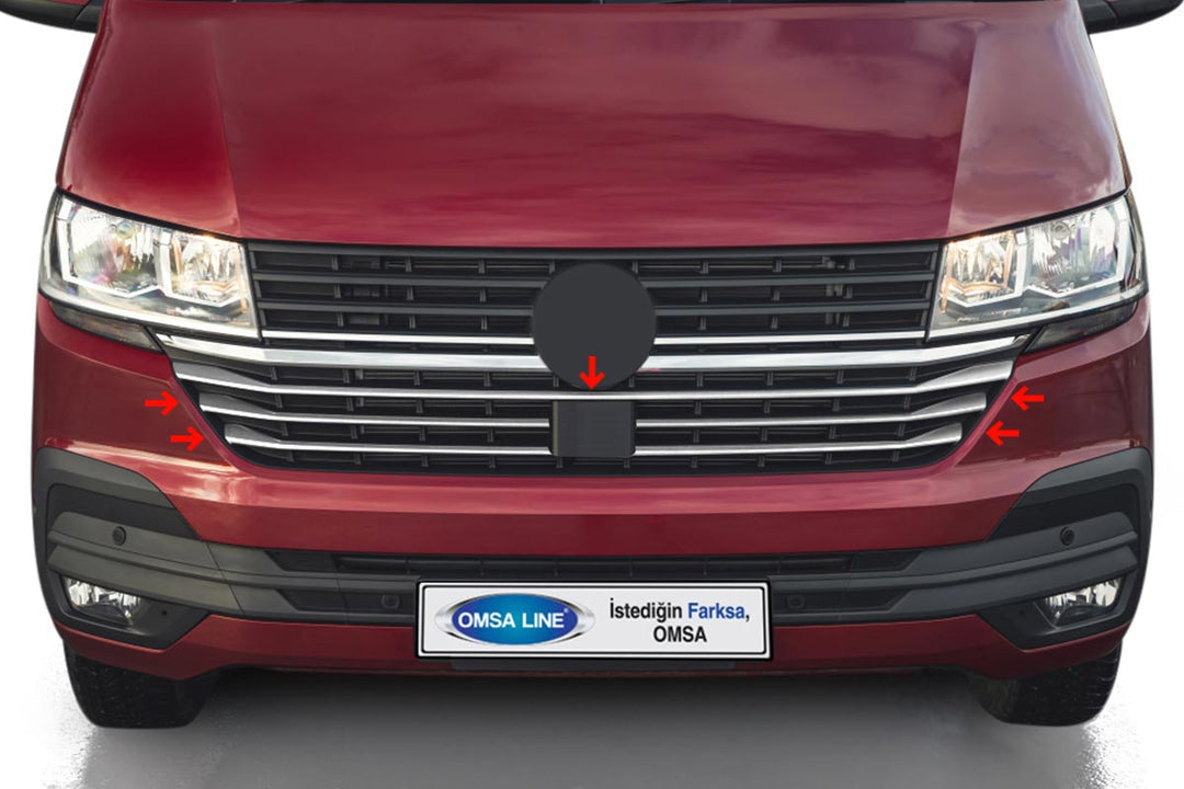 VW Transporter T6 Ön Panjur Alt Çıta - Krom (5 Parça) | 2019-2023 Arası