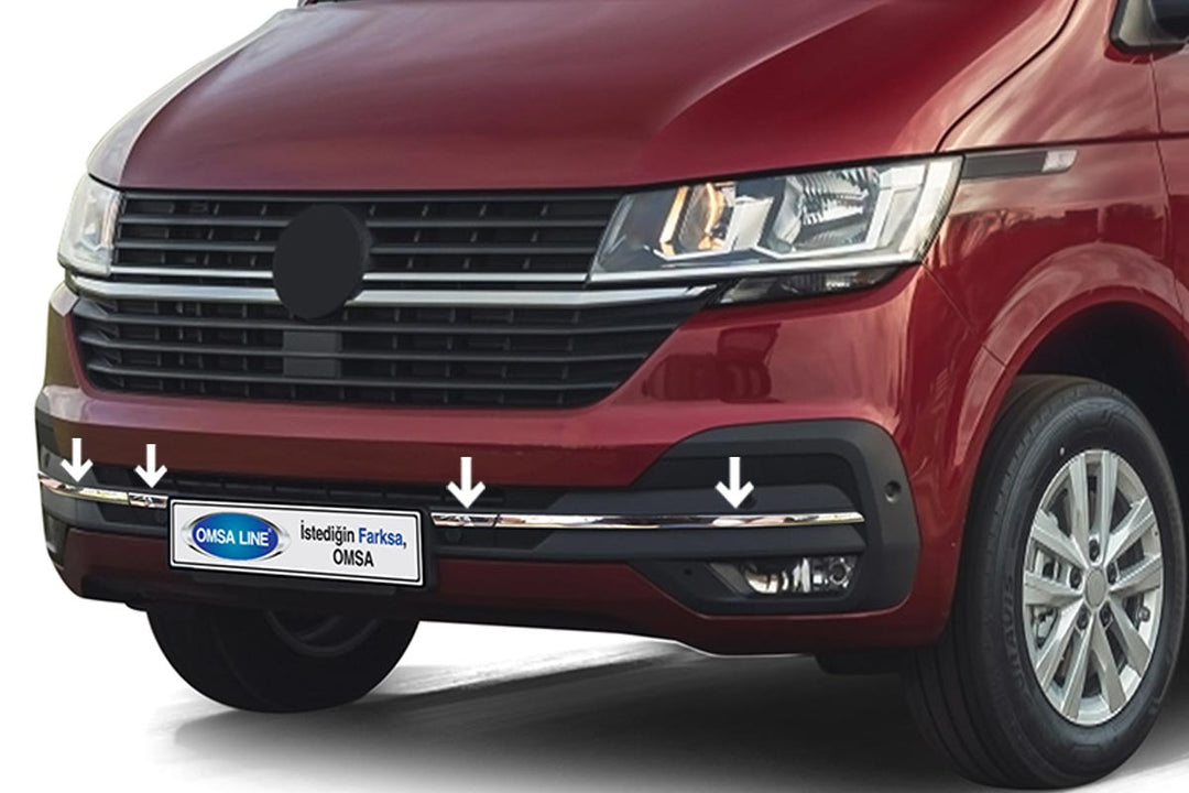 VW Transporter T6 Ön Tampon Alt Izgara - Krom (4 Parça) | 2019-2023 Arası