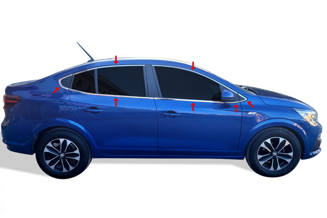 Renault Taliant Cam Çerçevesi - Krom (14 Parça) | 2021 ve Sonrası, SD