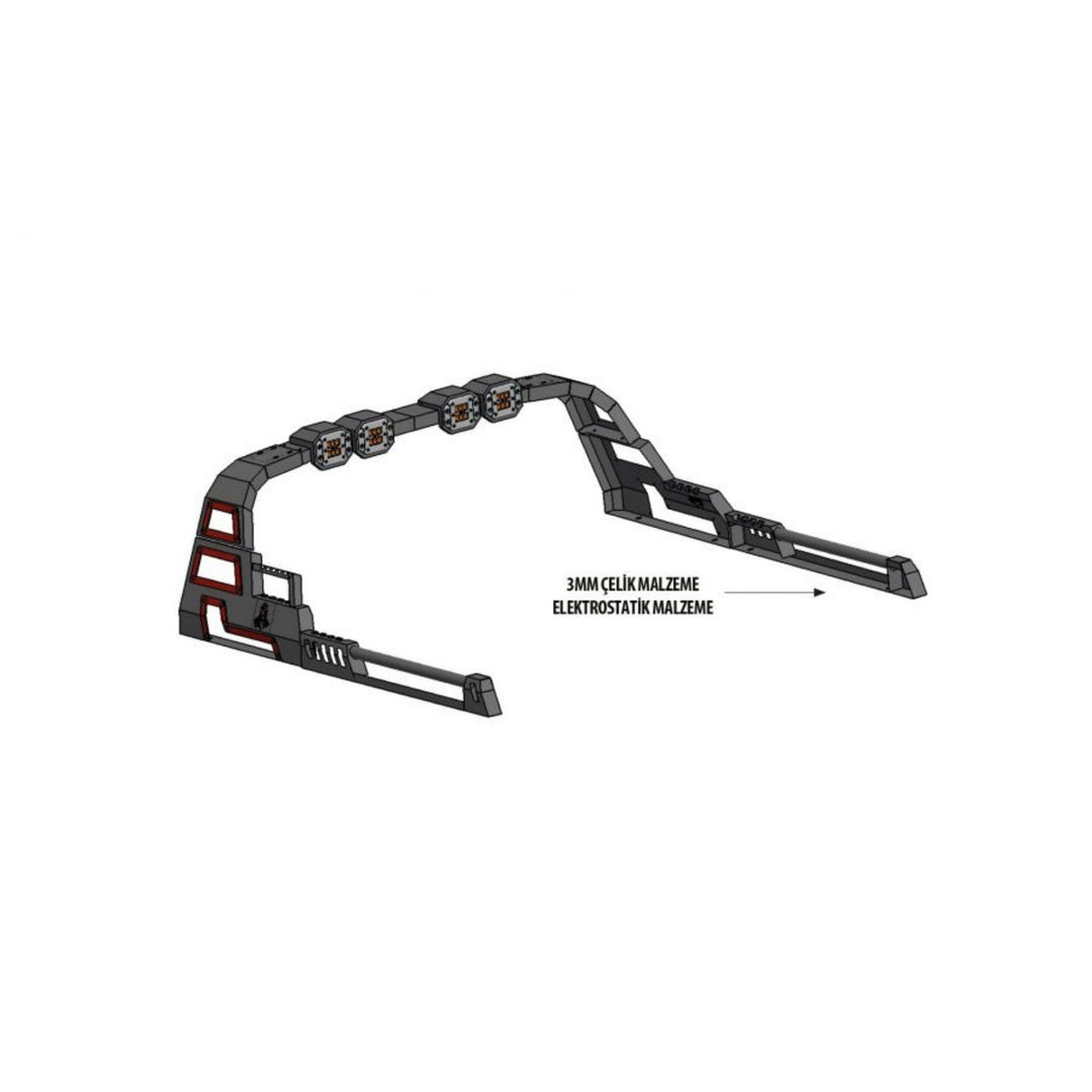 Universal Rollbar Dakar Medıum Roll Bar - Siyah, Ledli, Medium, Dakar