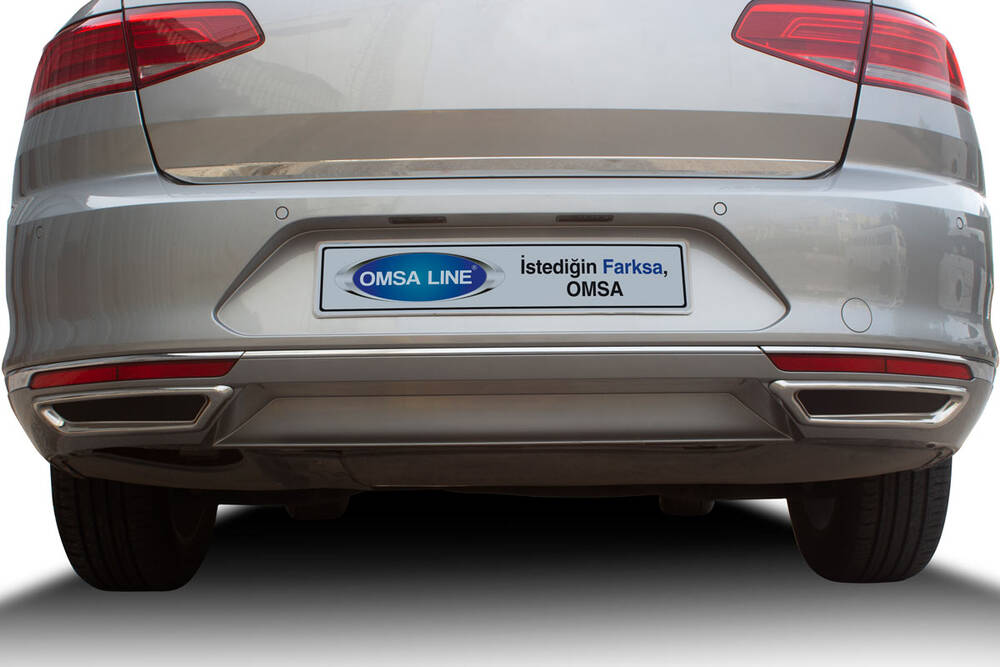 VW Passat B8 Egzos Çerçevesi - Krom, R-Line (2 Parça) | 2015-2019 Arası, SD