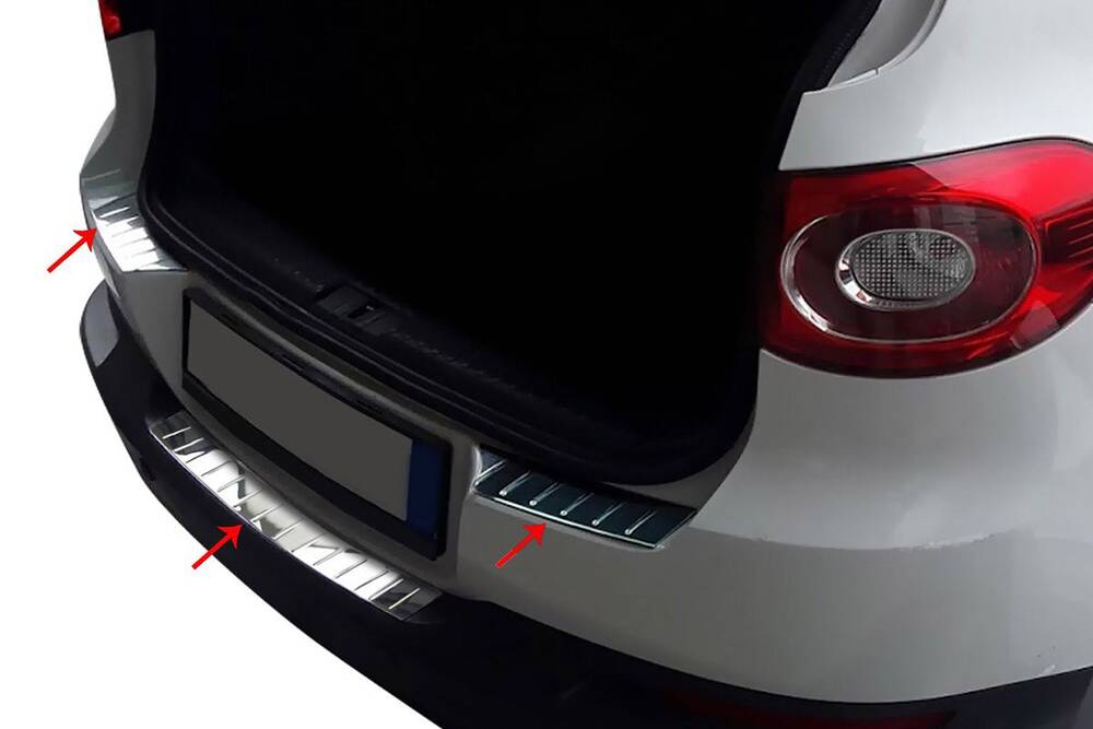 VW Tiguan Arka Tampon Eşiği - Krom Taşlı (3 Parça) | 2007-2015 Arası