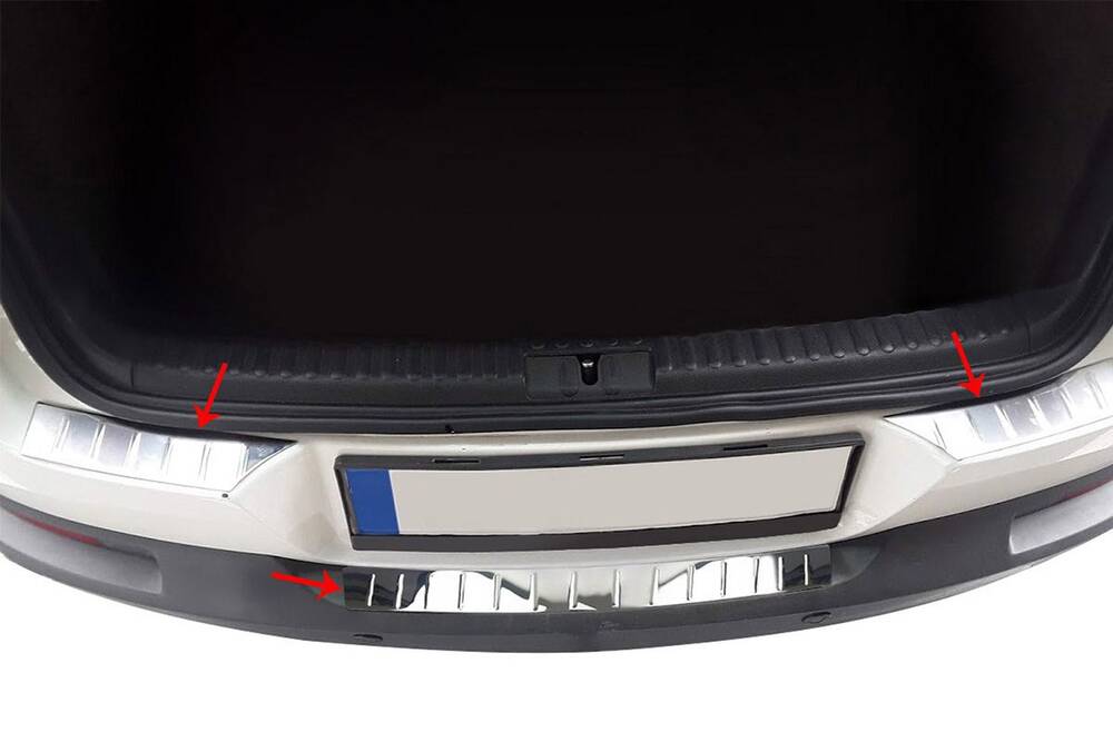VW Tiguan Arka Tampon Eşiği - Krom Taşlı (3 Parça) | 2007-2015 Arası